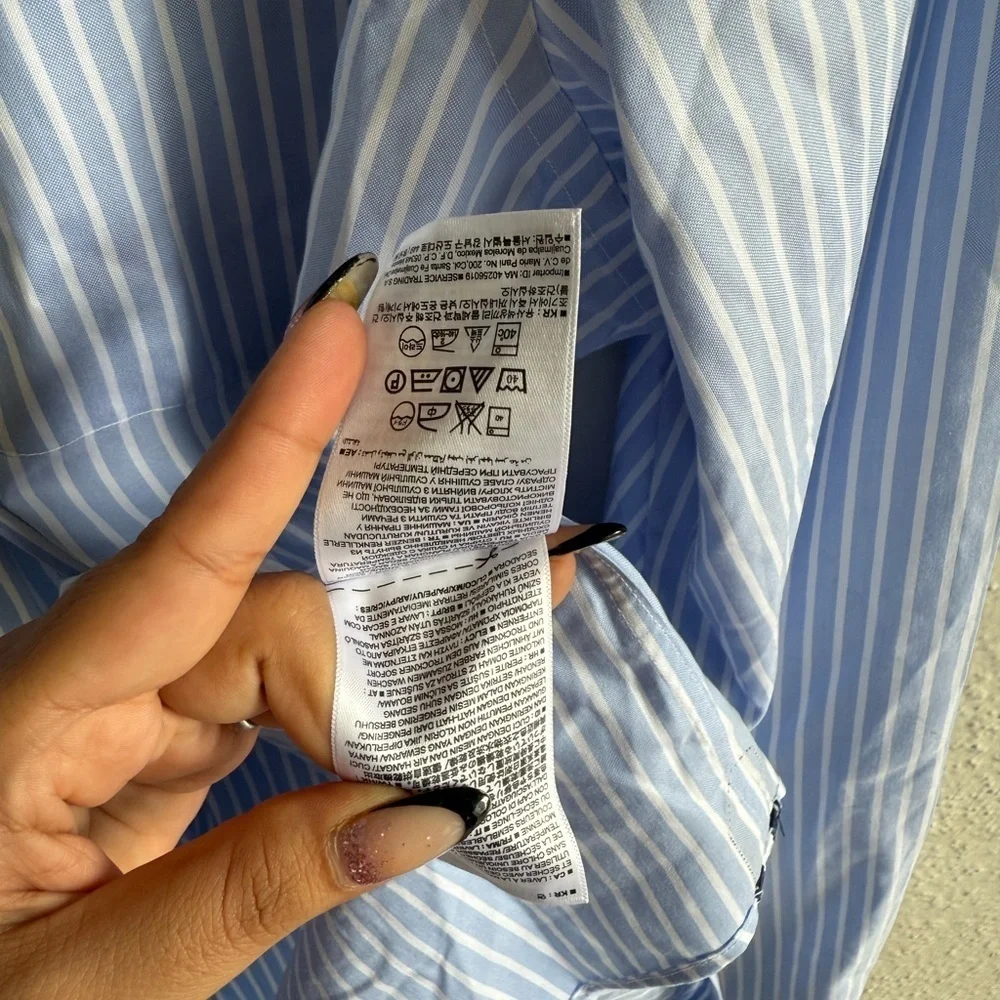 Banana Republic Blue and White Dress Shirt with Pinstripes